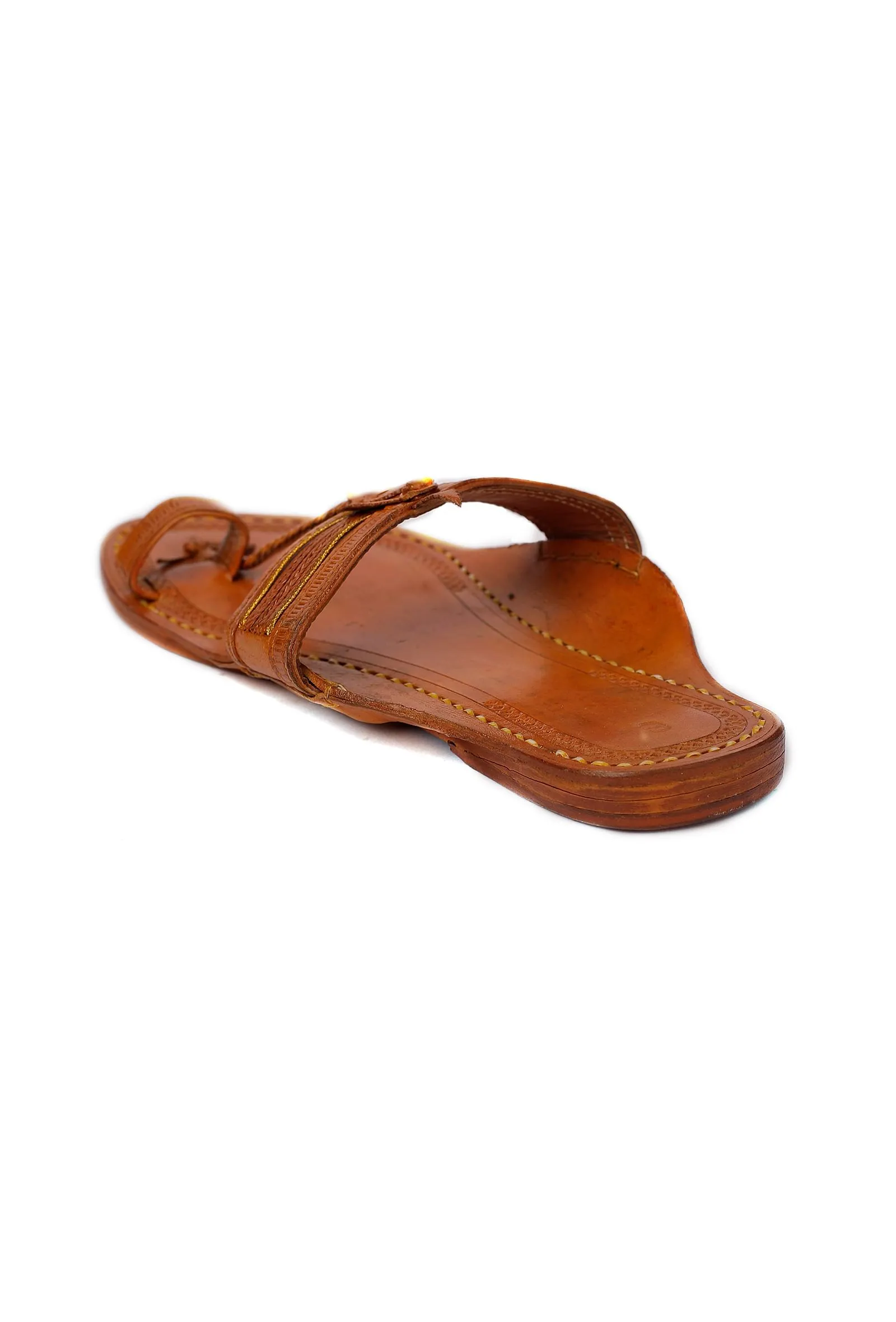 Adit Beige Pure Leather Kolhapuri Flats