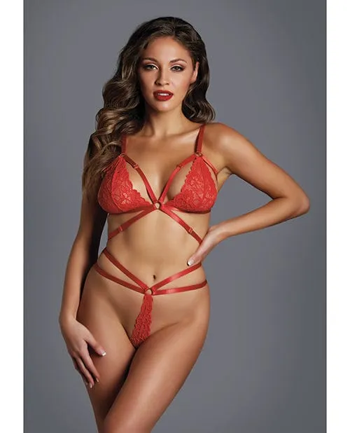 Adore The Flame Strappy Lace Bra & Thong One Size Fits Most