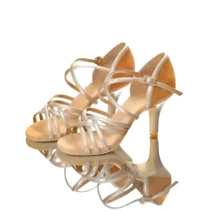 AILIANWU.L010FE Gold Strappy Latin Dance Heels for Women