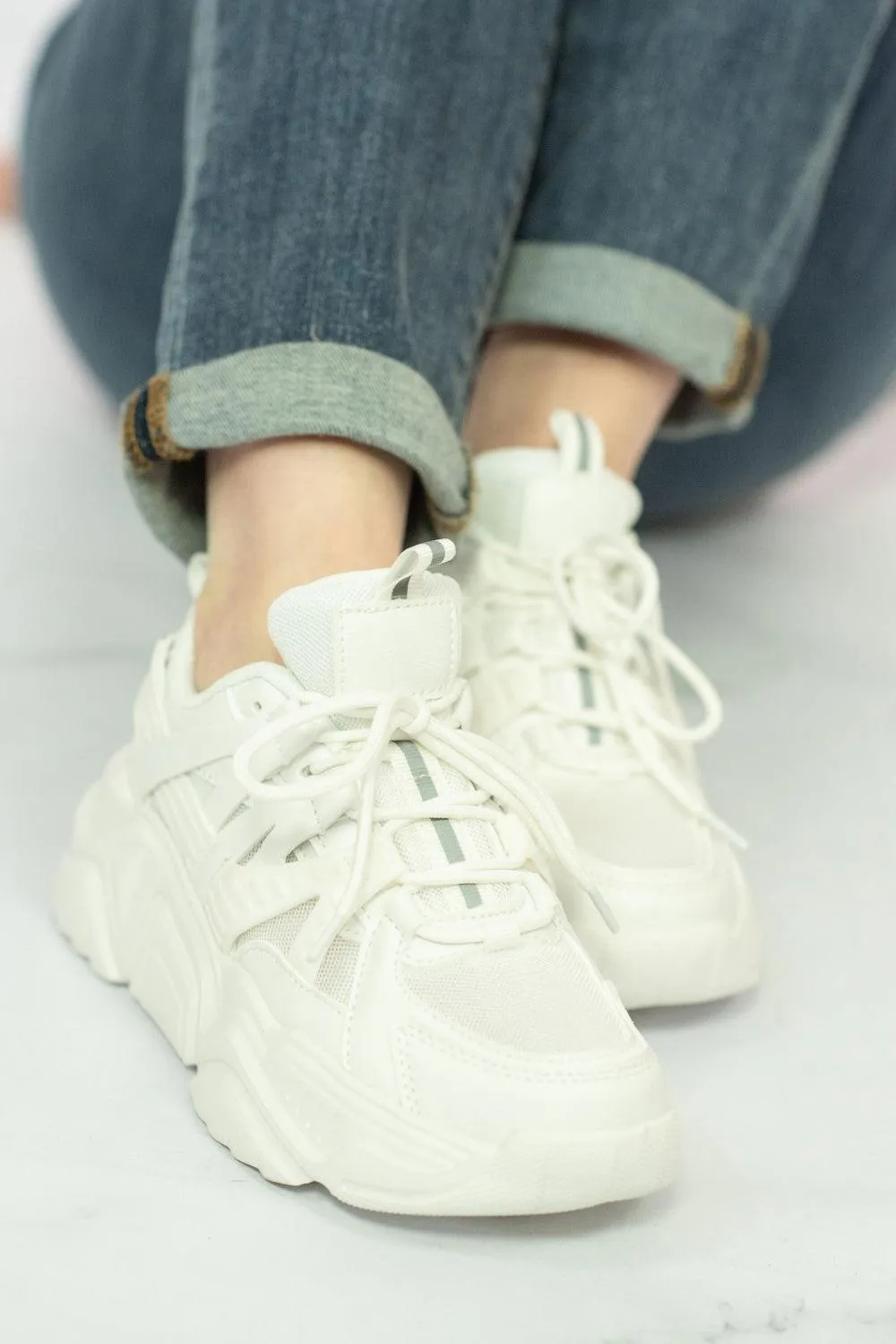 Berness Running Late Chunky Sole Athletic Sneakers in White