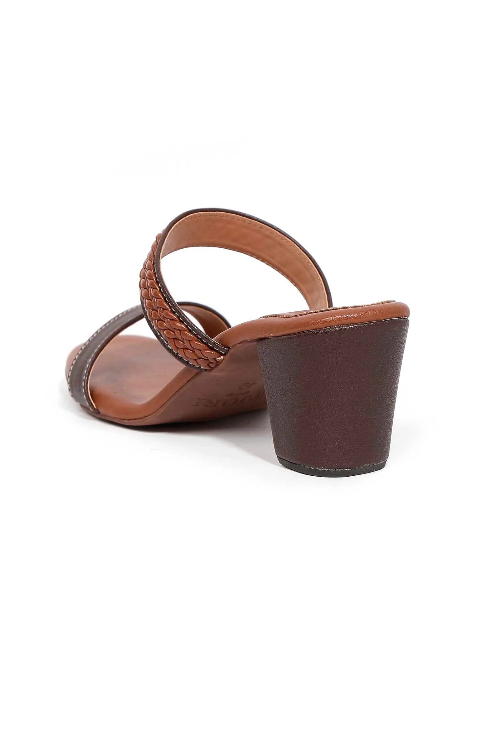 Chock Brown Strap Cushion Padded Heels