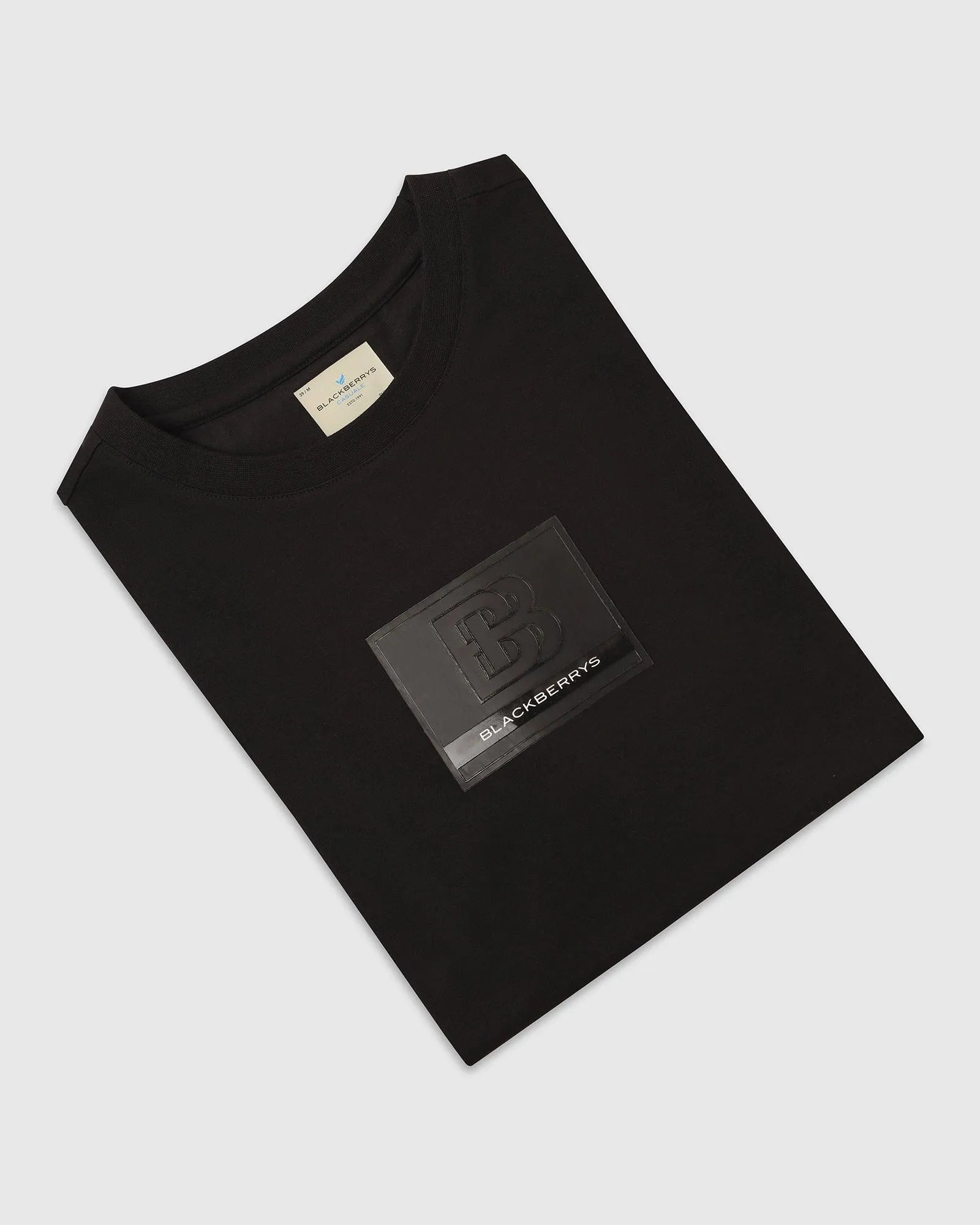 Crew Neck Black Printed T-Shirt - Salve