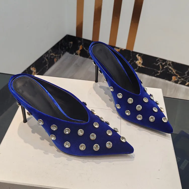 Crystal Polka Dot Pointed Toe Mules