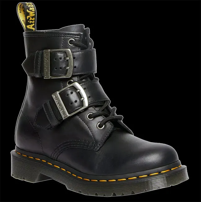 Dr Martens - 8 Eyelet 2 Buckle Black Soft Boot