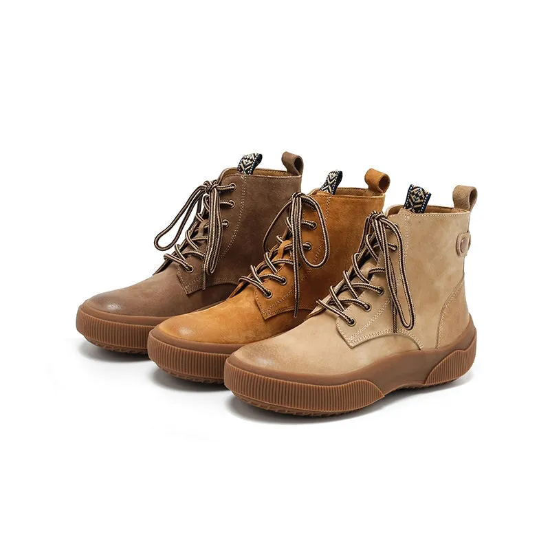 Dwarves Lace-up Combat Boot for Women in Caramel/Apricot/Grey