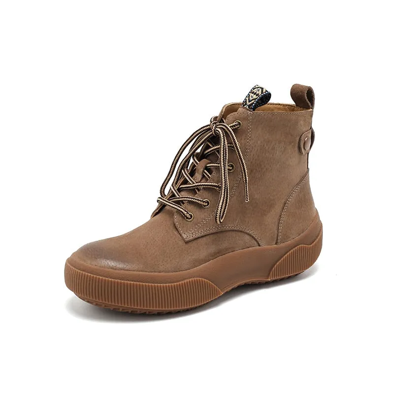 Dwarves Lace-up Combat Boot for Women in Caramel/Apricot/Grey