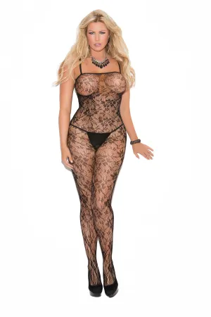 Elegant Moments Lace Bodystocking With Open Crotch - Queen Size