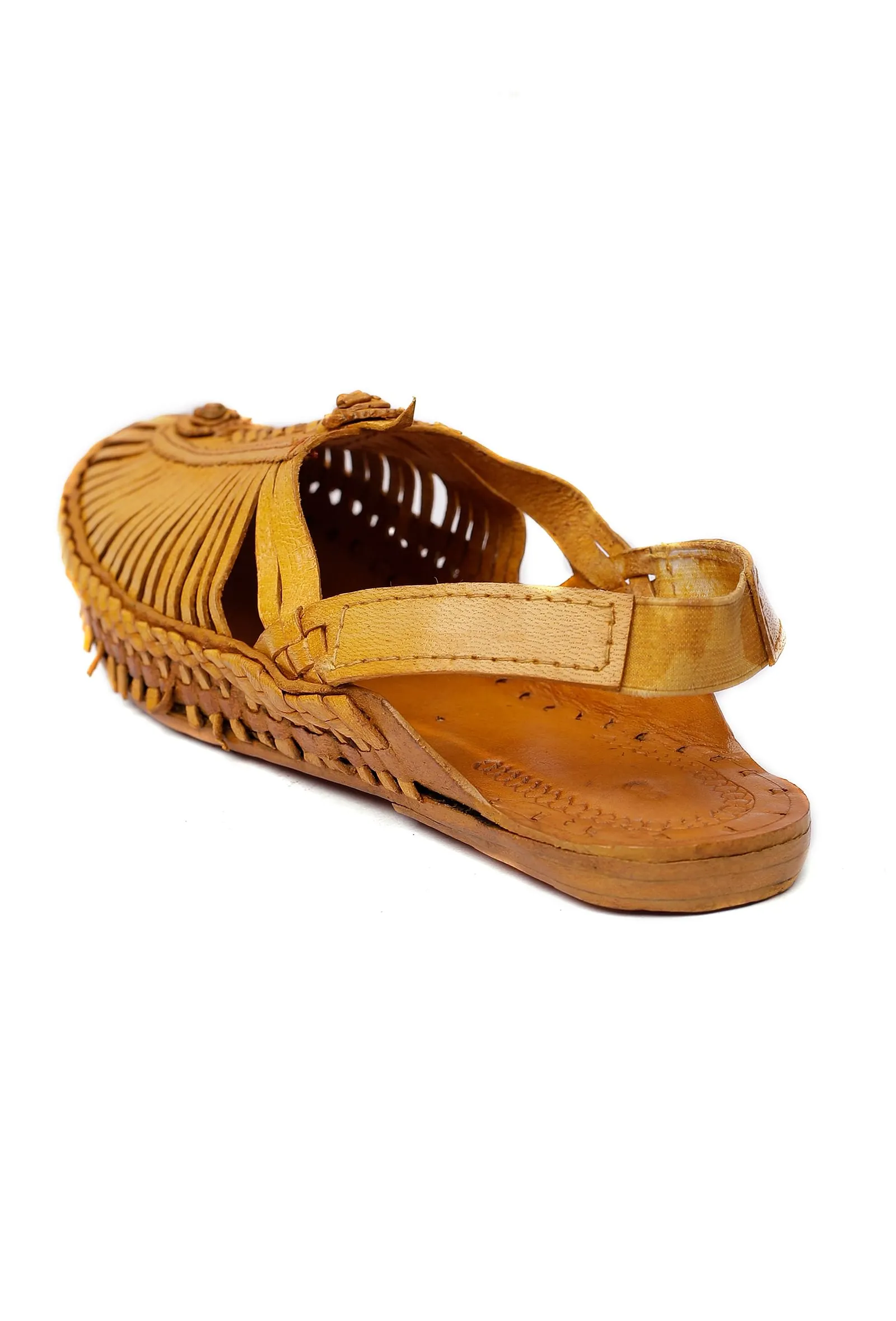 Fawn Brown Braided Pure Leather Kolhapuri Sandals