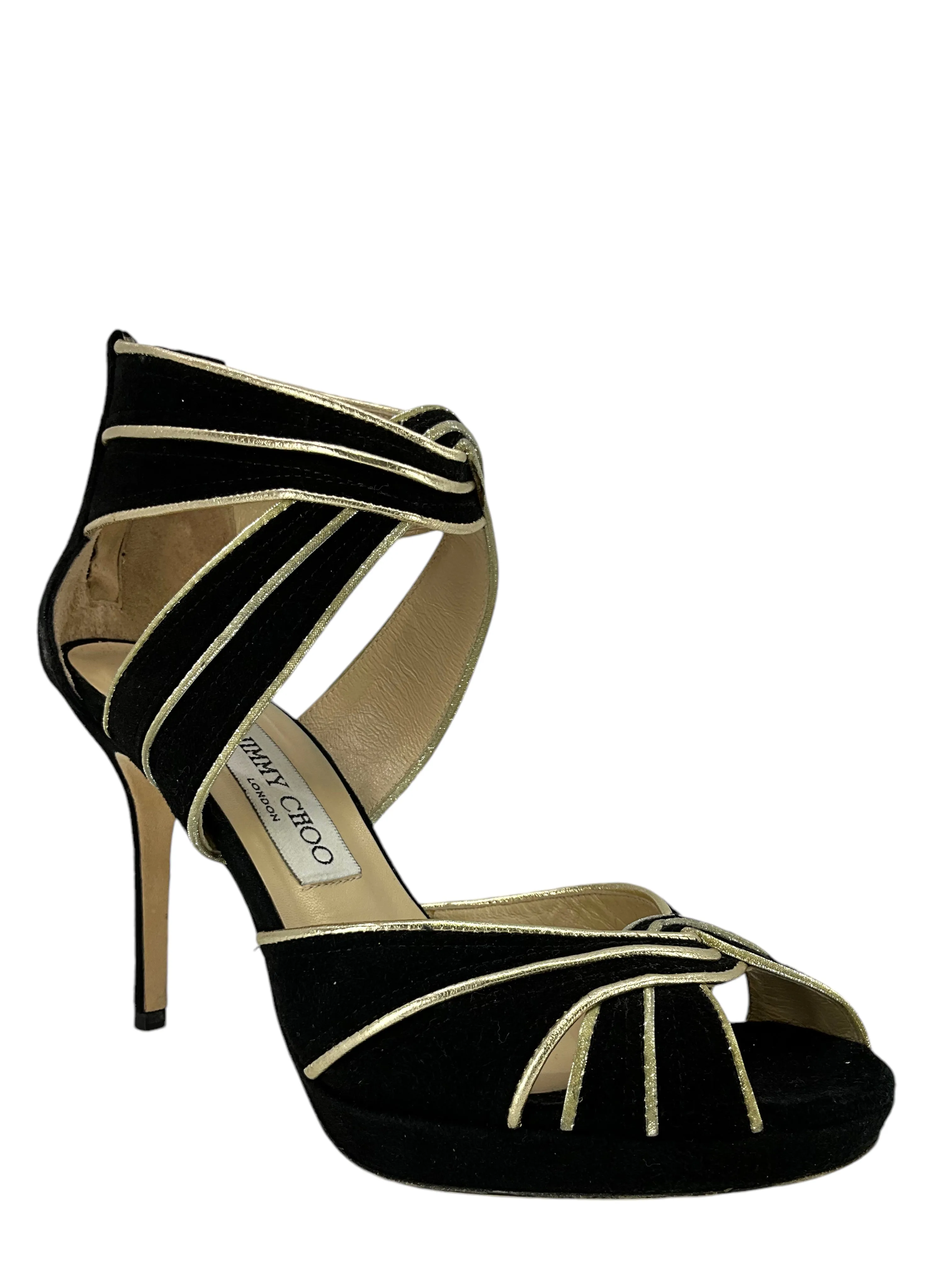 Jimmy Choo Suede Strappy Heeled Sandals Size 7.5