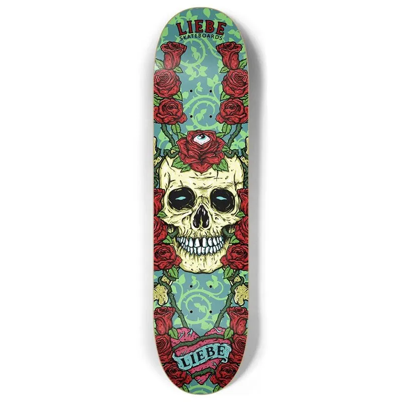 Liebe 8" x 32" Skull Skateboard Deck