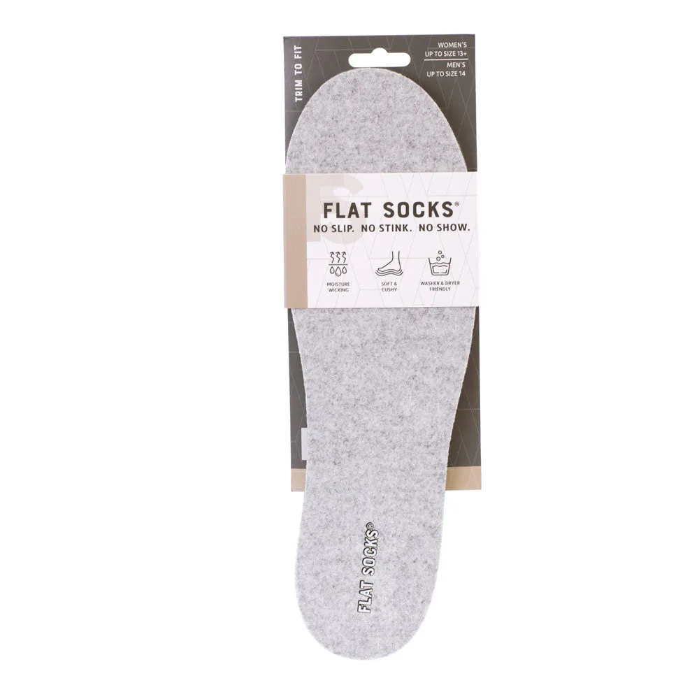 Light Heather Grey FLAT SOCKS | Washable No Show Sock Insert Cushion