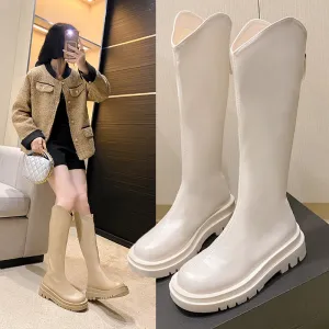 Martin Boots for Women Boots  New Spring and Autumn Thin Knight Boots High Leg Boot Thick Bottom Increased by Shorty Long Boots