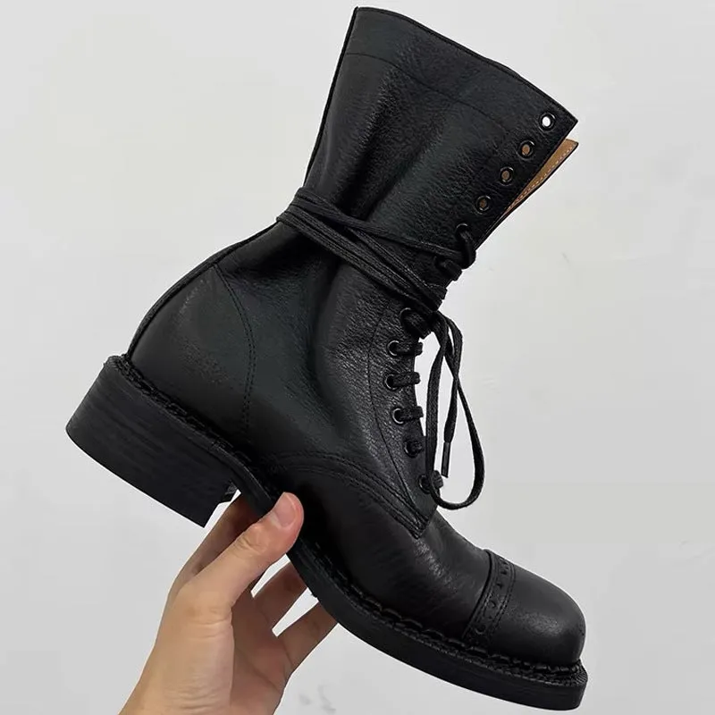 Martin Boots Women's British Style  Autumn New Short Women's Boots HOTan Station Retro Ankle Boots Genuine Leather Women's Boots