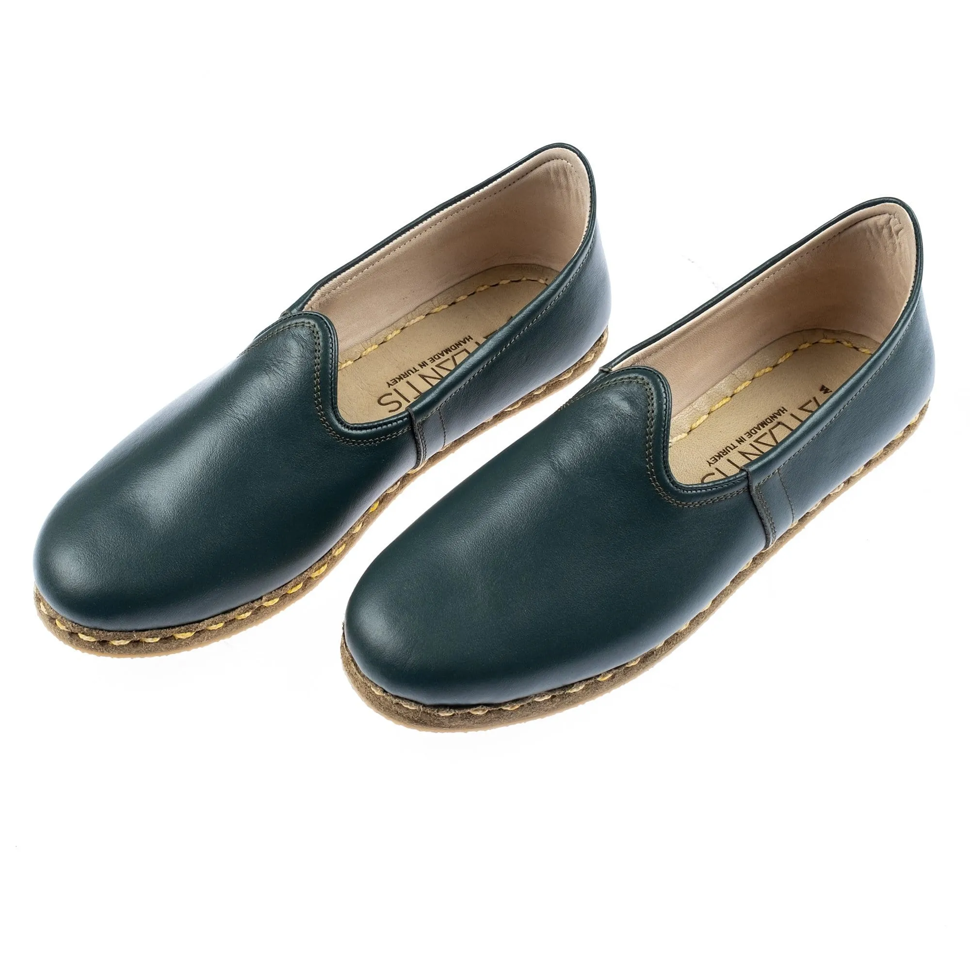 Men's Bottle Green Slip On Shoes