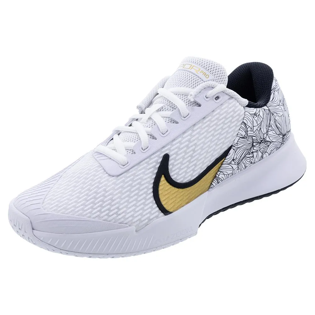 Men`s Magnolia Air Zoom Vapor Pro 2 Tennis Shoes White and Metallic Gold