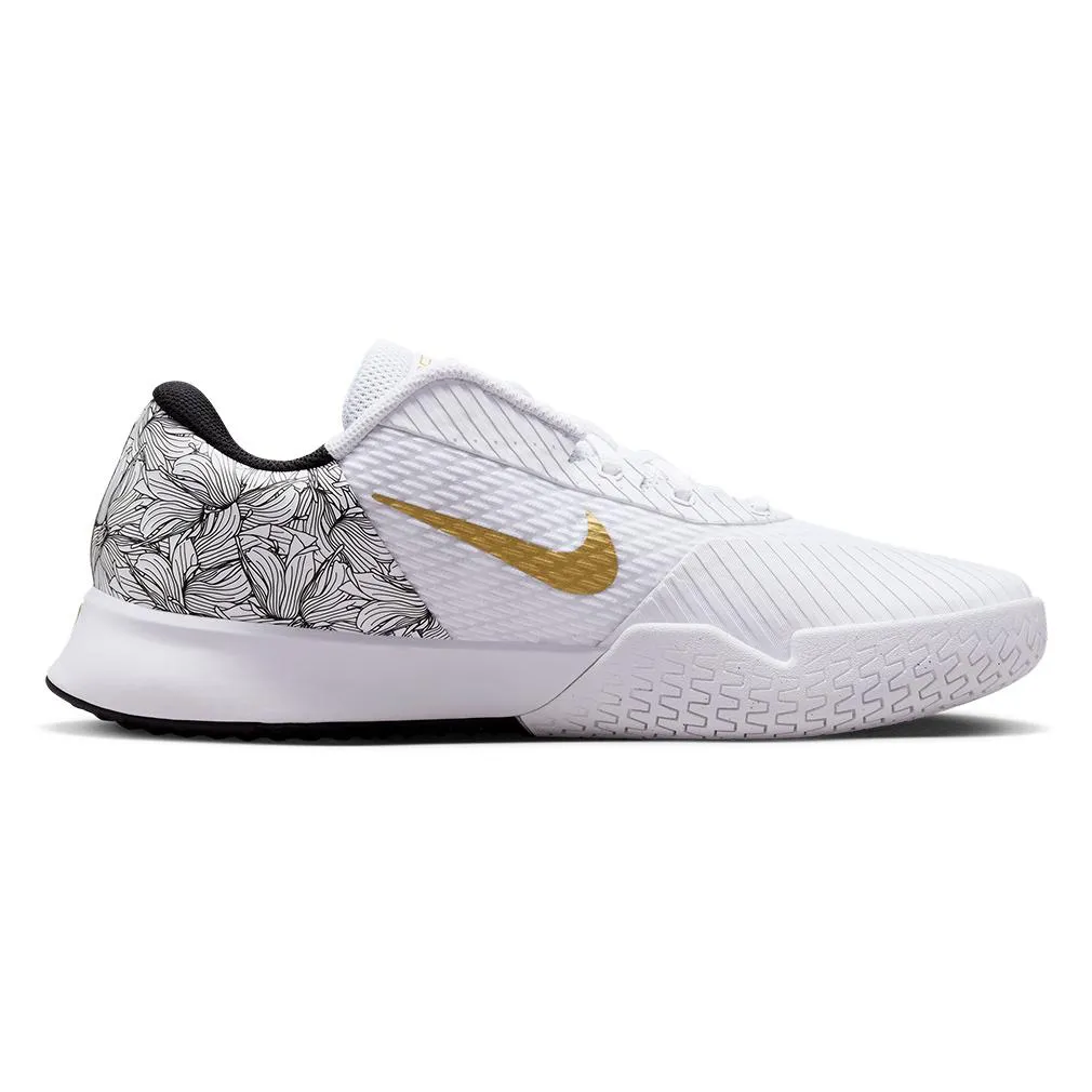 Men`s Magnolia Air Zoom Vapor Pro 2 Tennis Shoes White and Metallic Gold