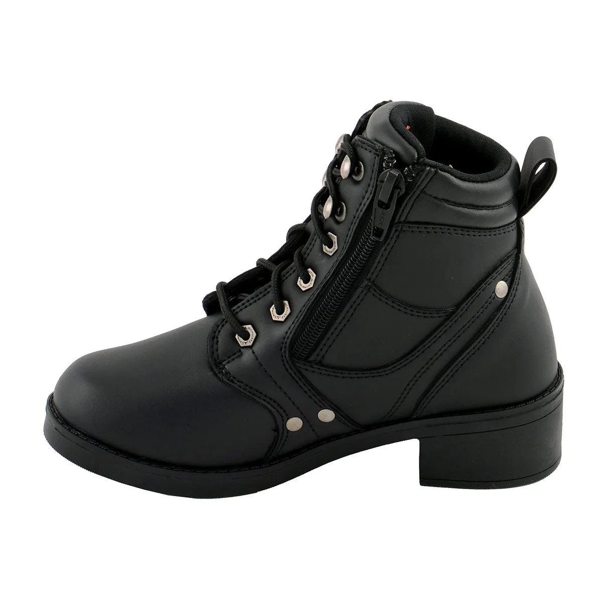 Milwaukee Leather MBK9265 Boys Black Lace-Up Boots with Side Zipper