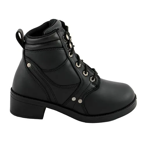 Milwaukee Leather MBK9265 Boys Black Lace-Up Boots with Side Zipper