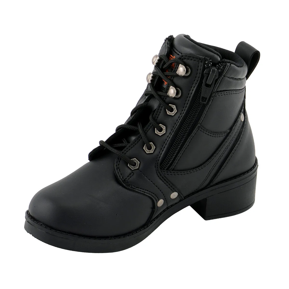 Milwaukee Leather MBK9265 Boys Black Lace-Up Boots with Side Zipper