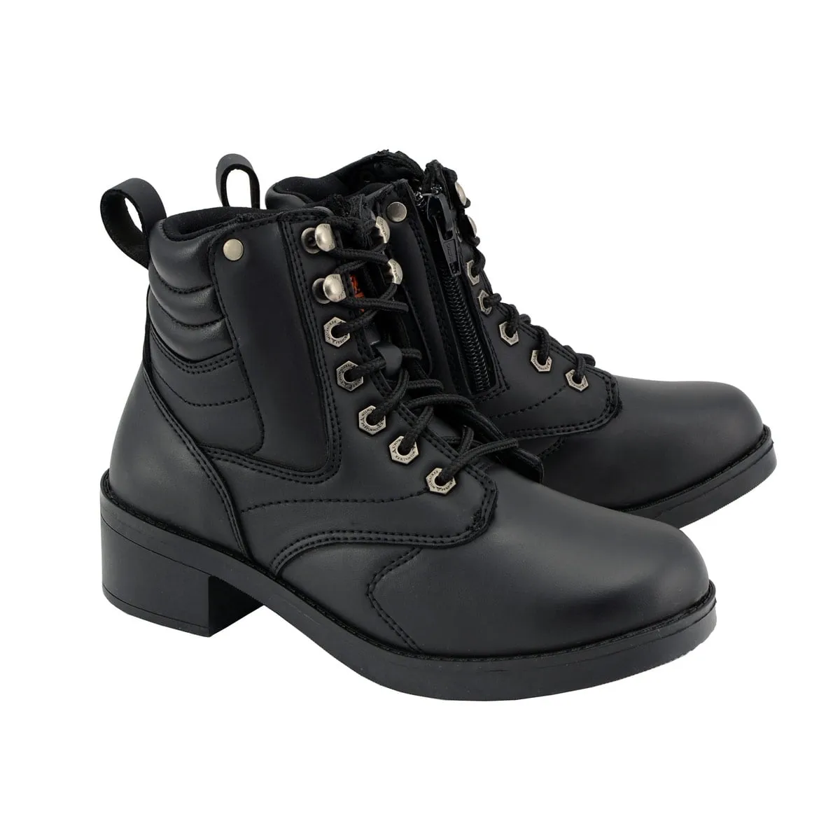 Milwaukee Leather MBK9275 Boys Black Lace-Up Boots with Side Zipper