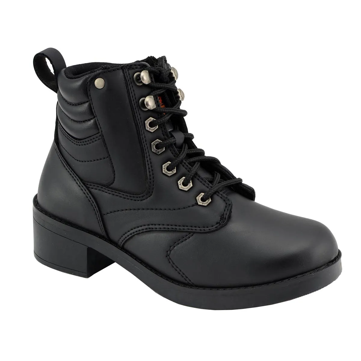 Milwaukee Leather MBK9275 Boys Black Lace-Up Boots with Side Zipper