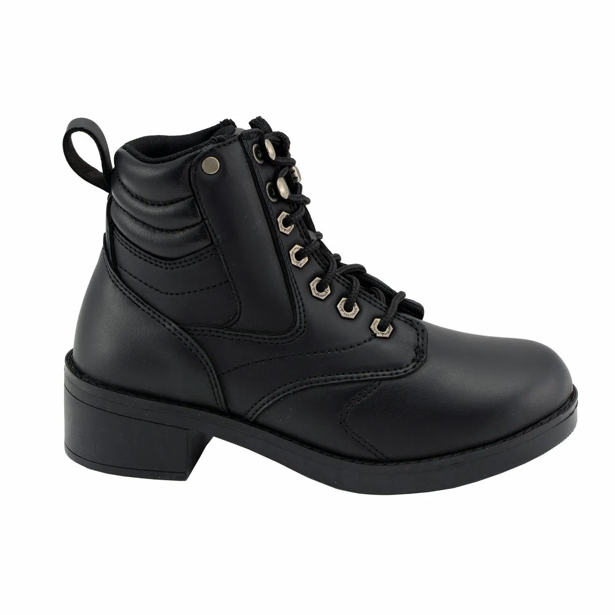 Milwaukee Leather MBK9275 Boys Black Lace-Up Boots with Side Zipper