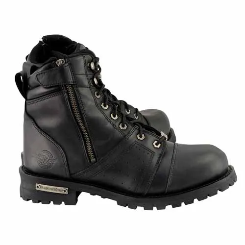 Milwaukee Leather Men's Black Lace-Up Motorcycle Riding Leather Boots