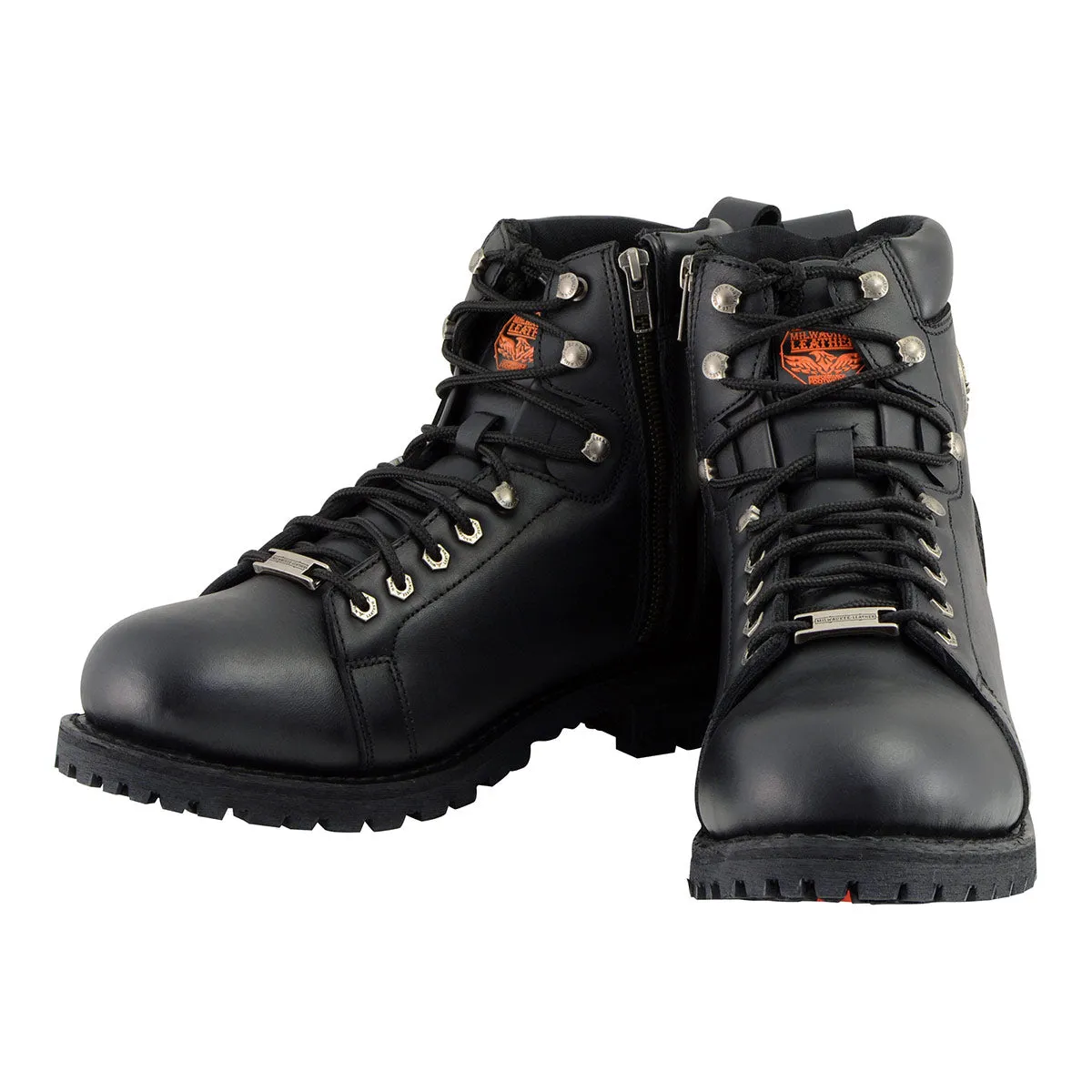 Milwaukee Leather Men's Black Leather Lace-Up Motorcycle Rider Boots