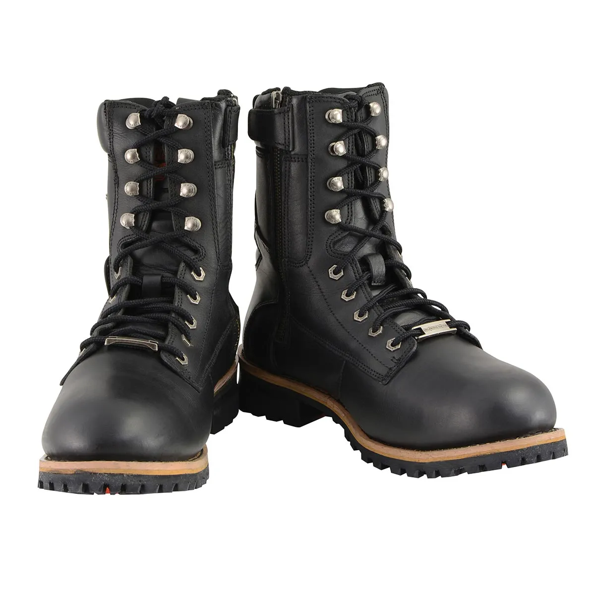 Milwaukee Leather Men's Classic Black Leather Lace-Up Logger Boots w/