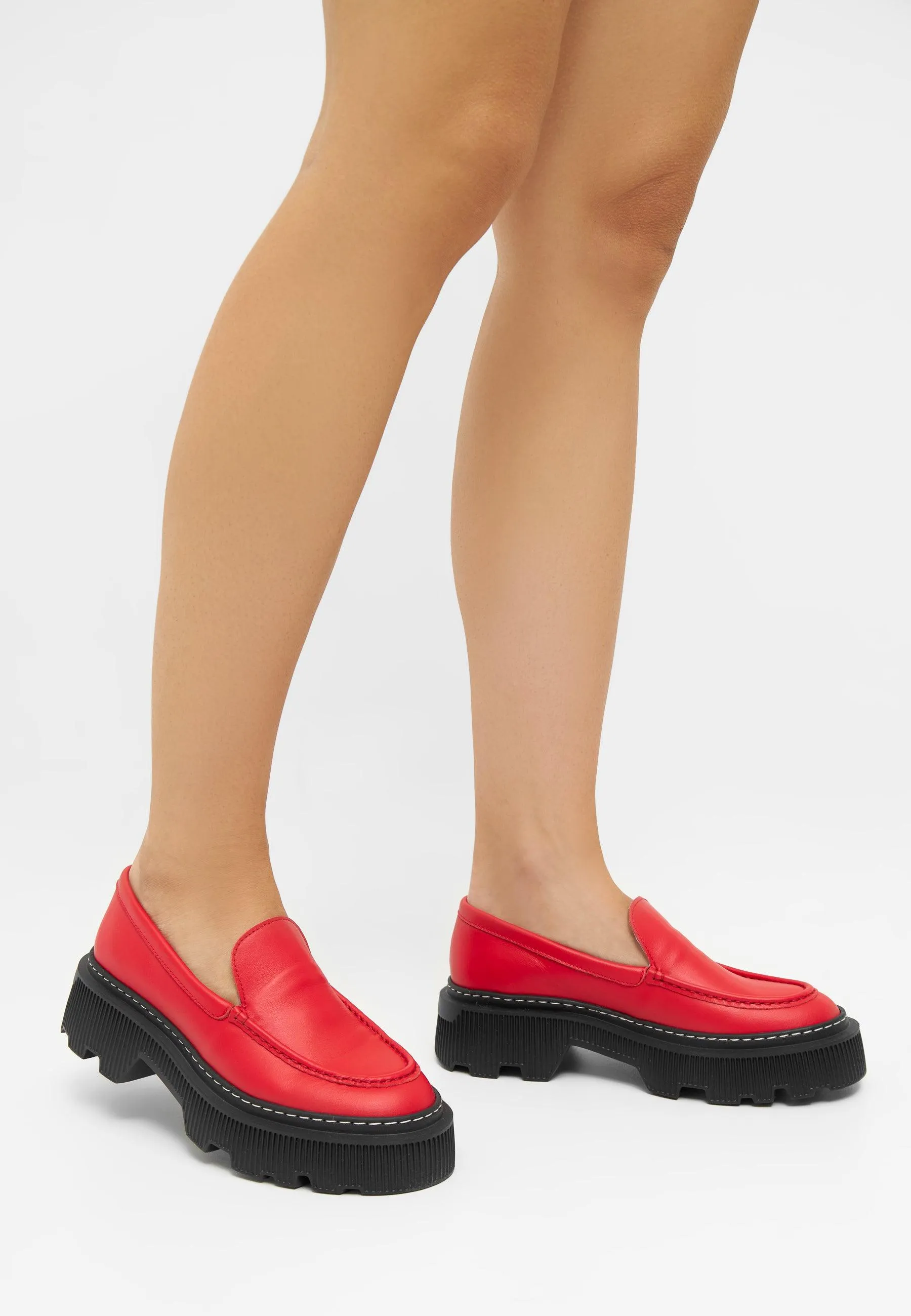 Penny Red Chunky Loafers