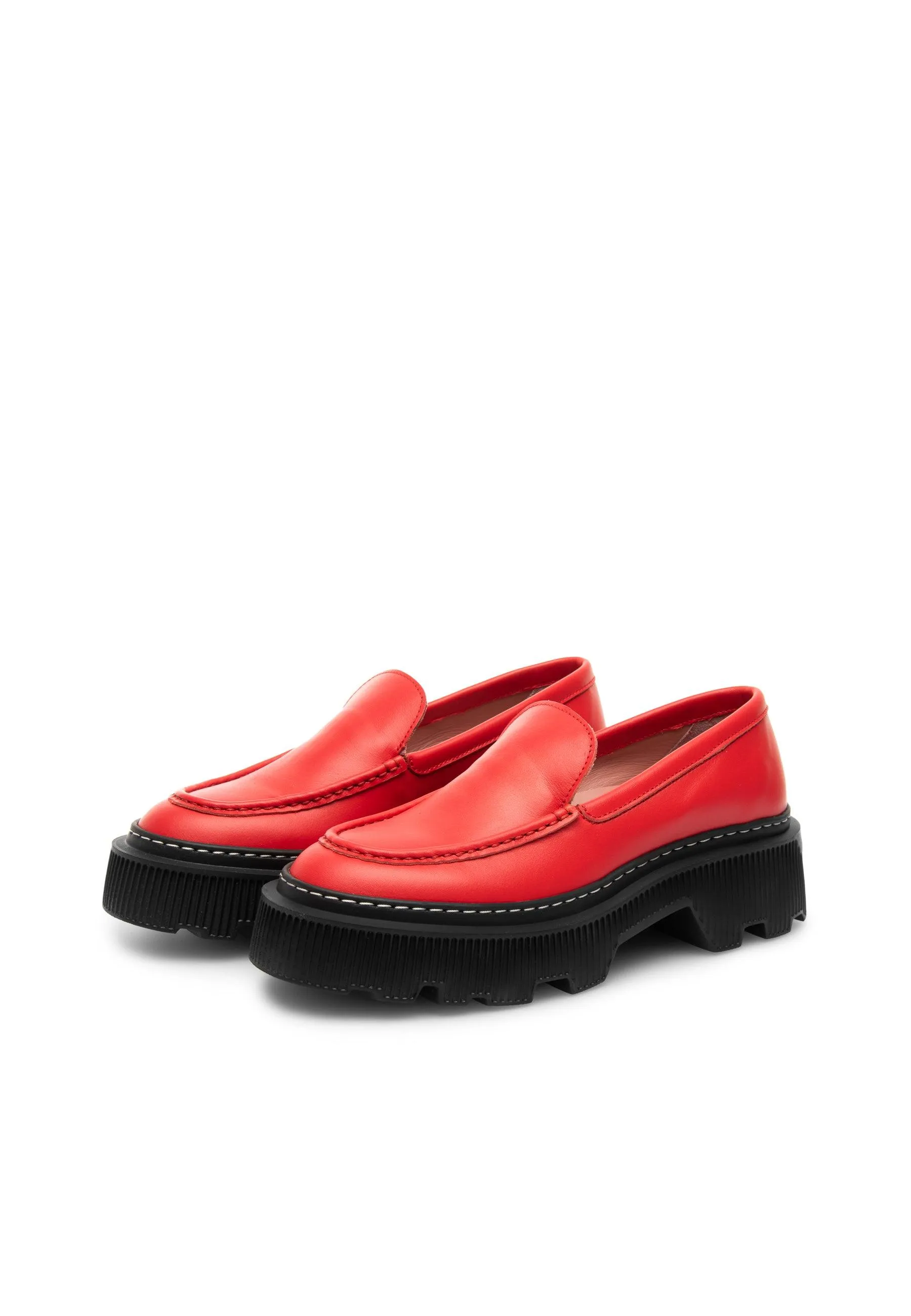 Penny Red Chunky Loafers