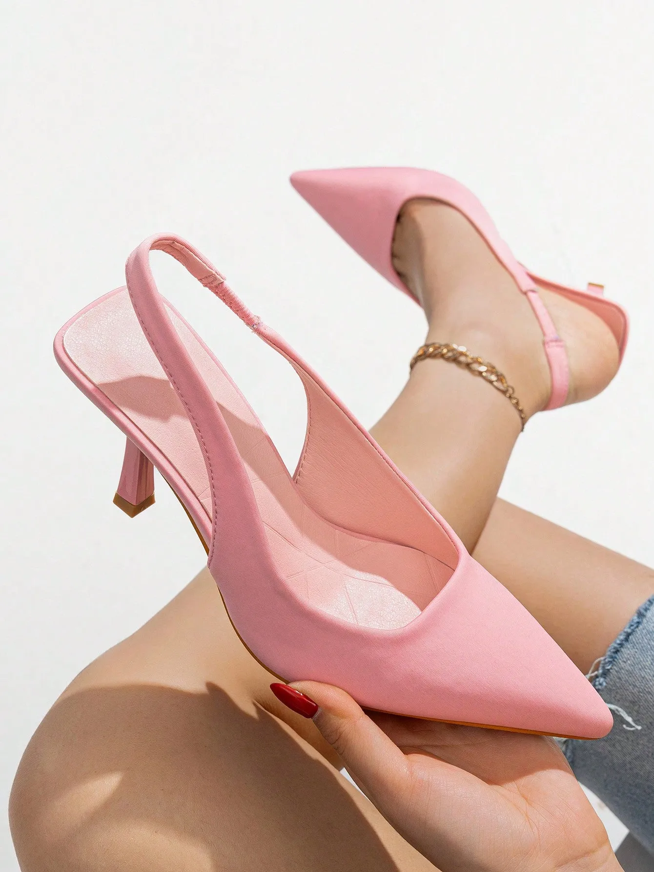 Point Toe Heeled Slingback Pumps