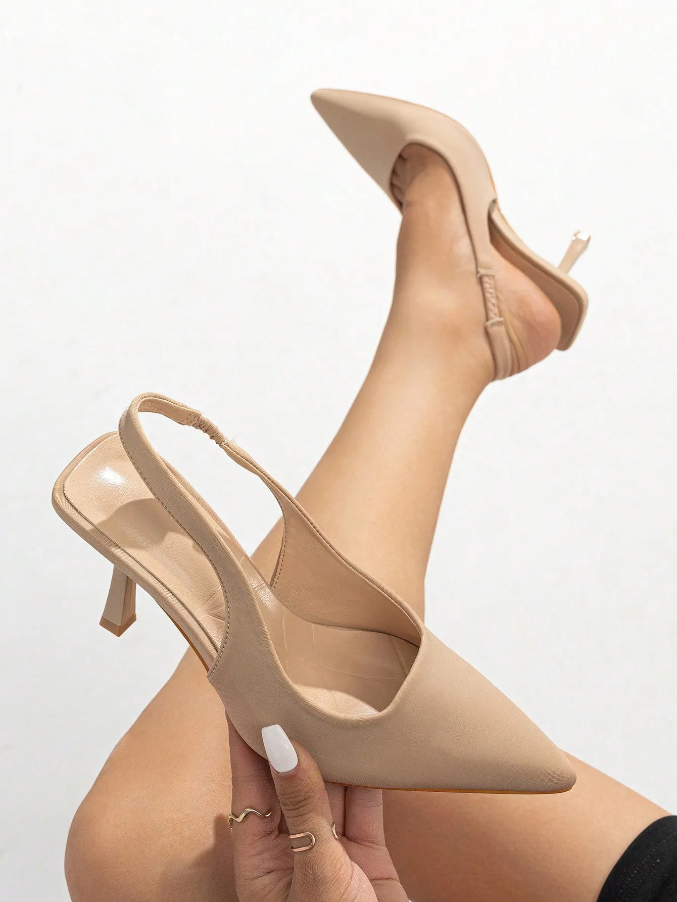 Point Toe Heeled Slingback Pumps