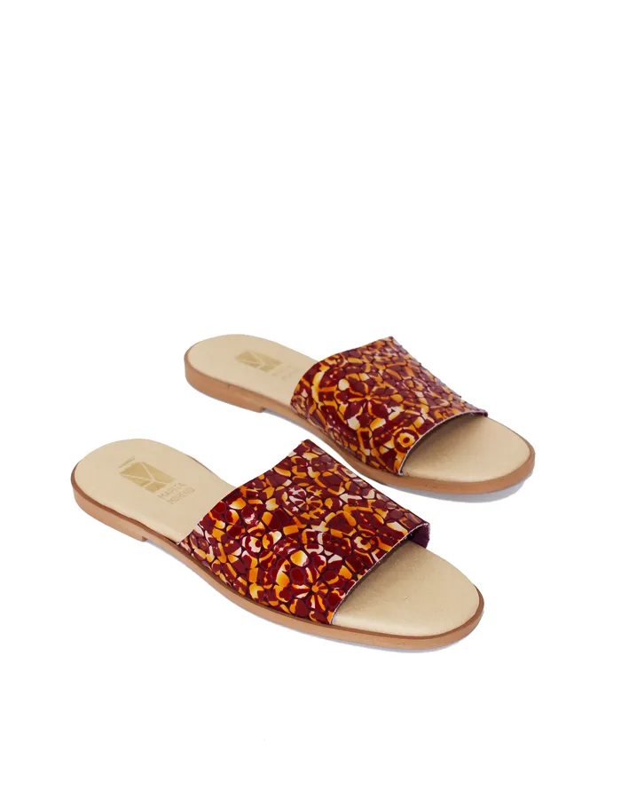 Stripe Flat Red Tile Sandal - Limited Edition