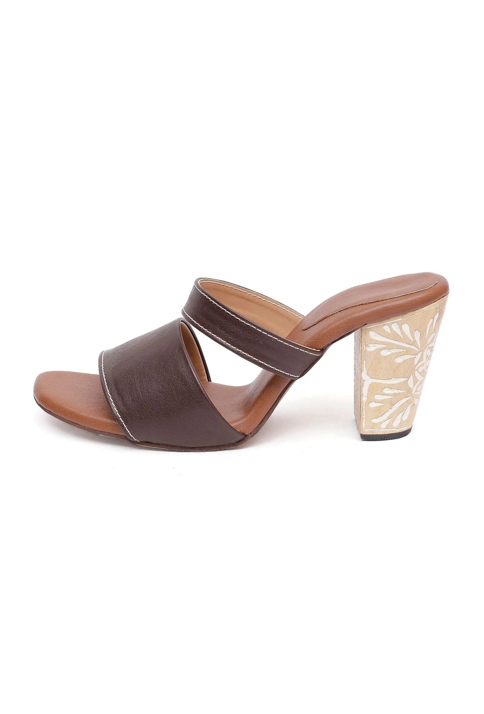 Tawny Brown Wooden Carved Open Toe Sandals