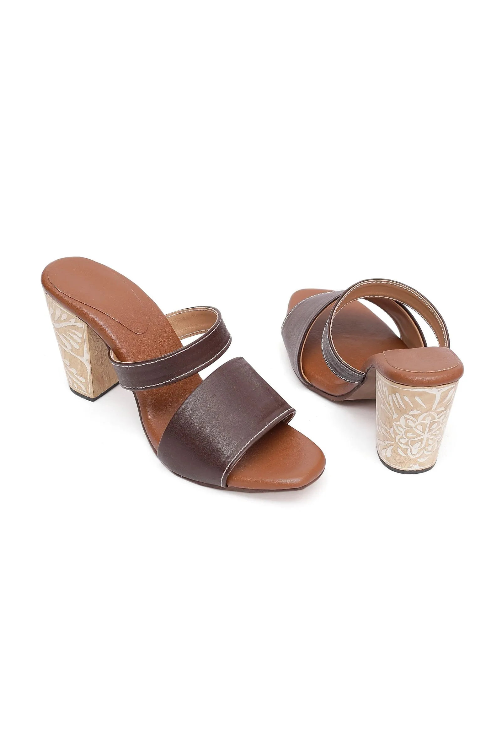 Tawny Brown Wooden Carved Open Toe Sandals