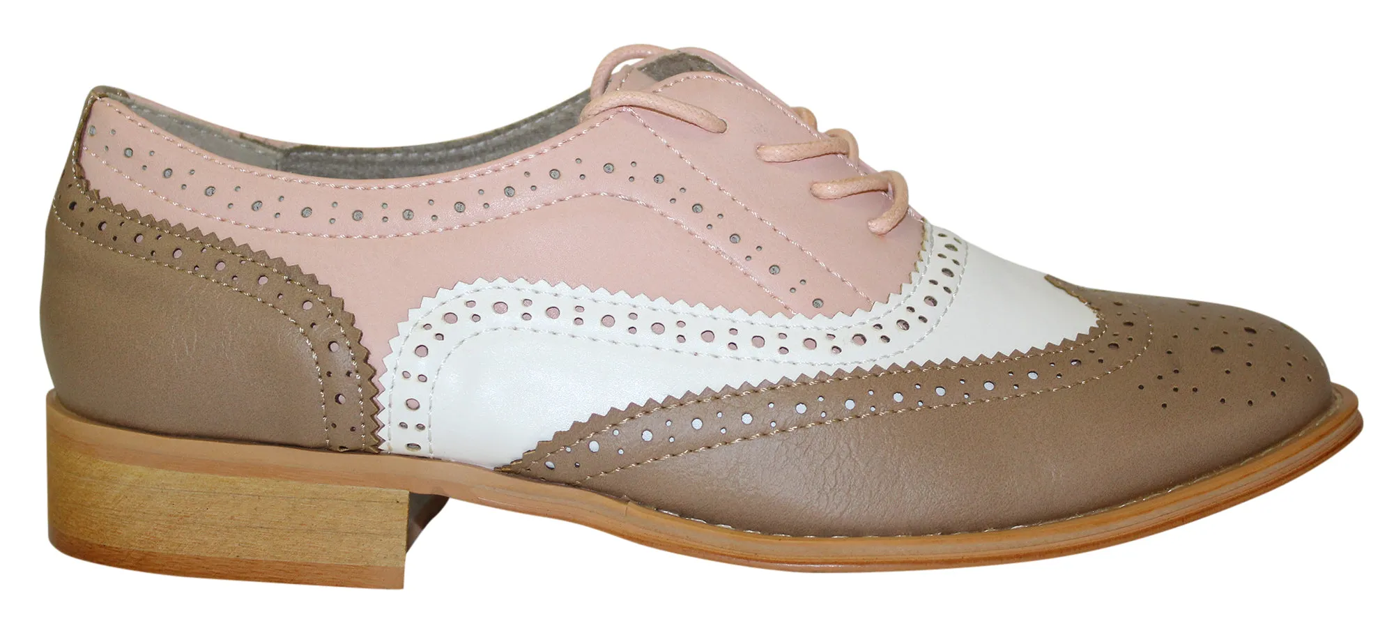 Wanted Shoes Women's Babe Oxford Taupe/White/Pink