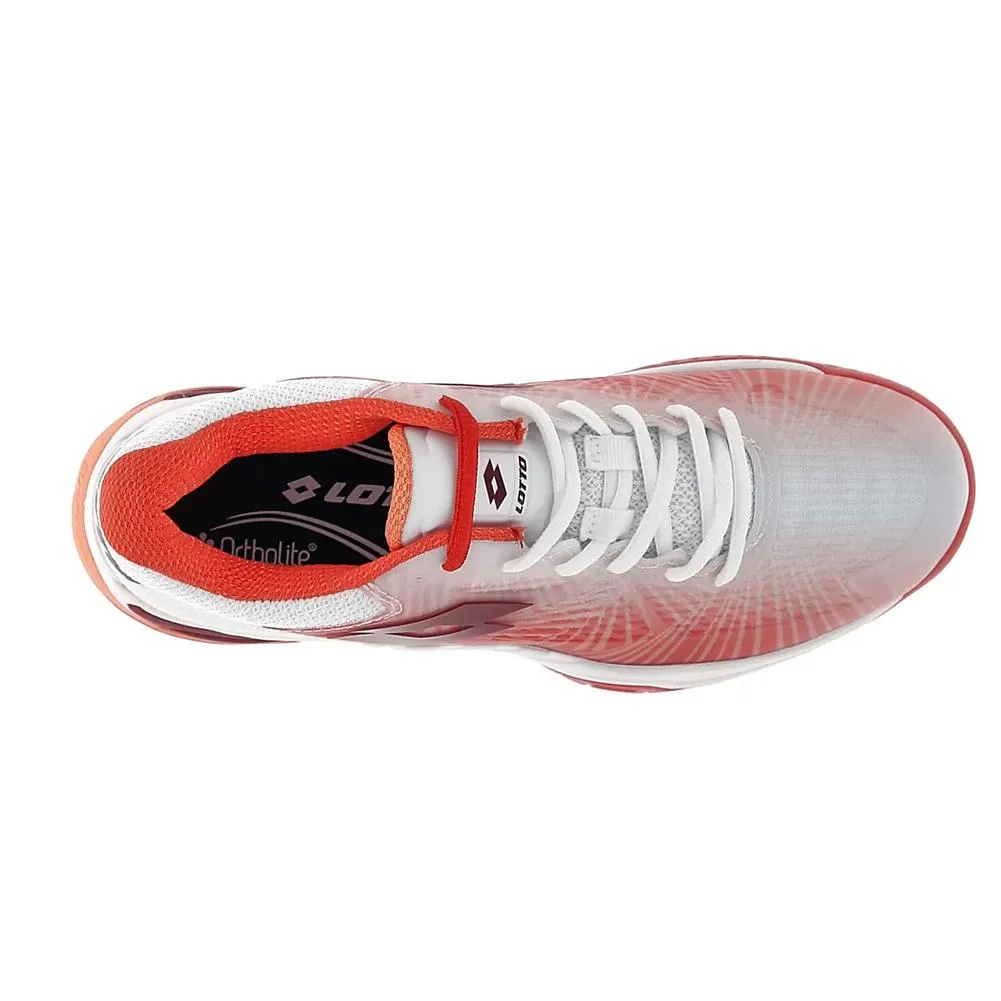 Women's Mirage 100 2nd Speed Tennis Shoes All White and Grenadine Red